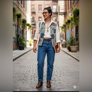 Vintage  Reverse Tapered Jeans Womens‎ 30 Blue Denim Made USA props high waist